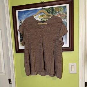 Adrianna Papell Brown Cap Sleeve Boxy Blouse